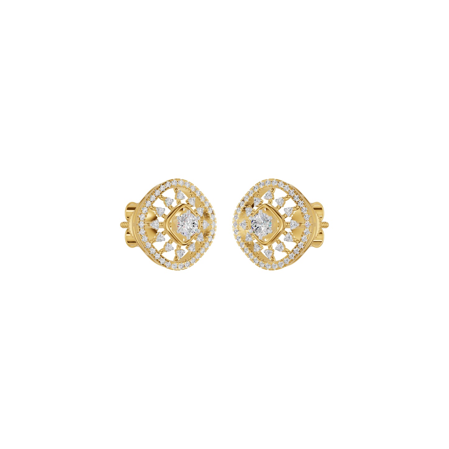 Sun Rays Diamond Earrings 18 KT / Yellow Gold