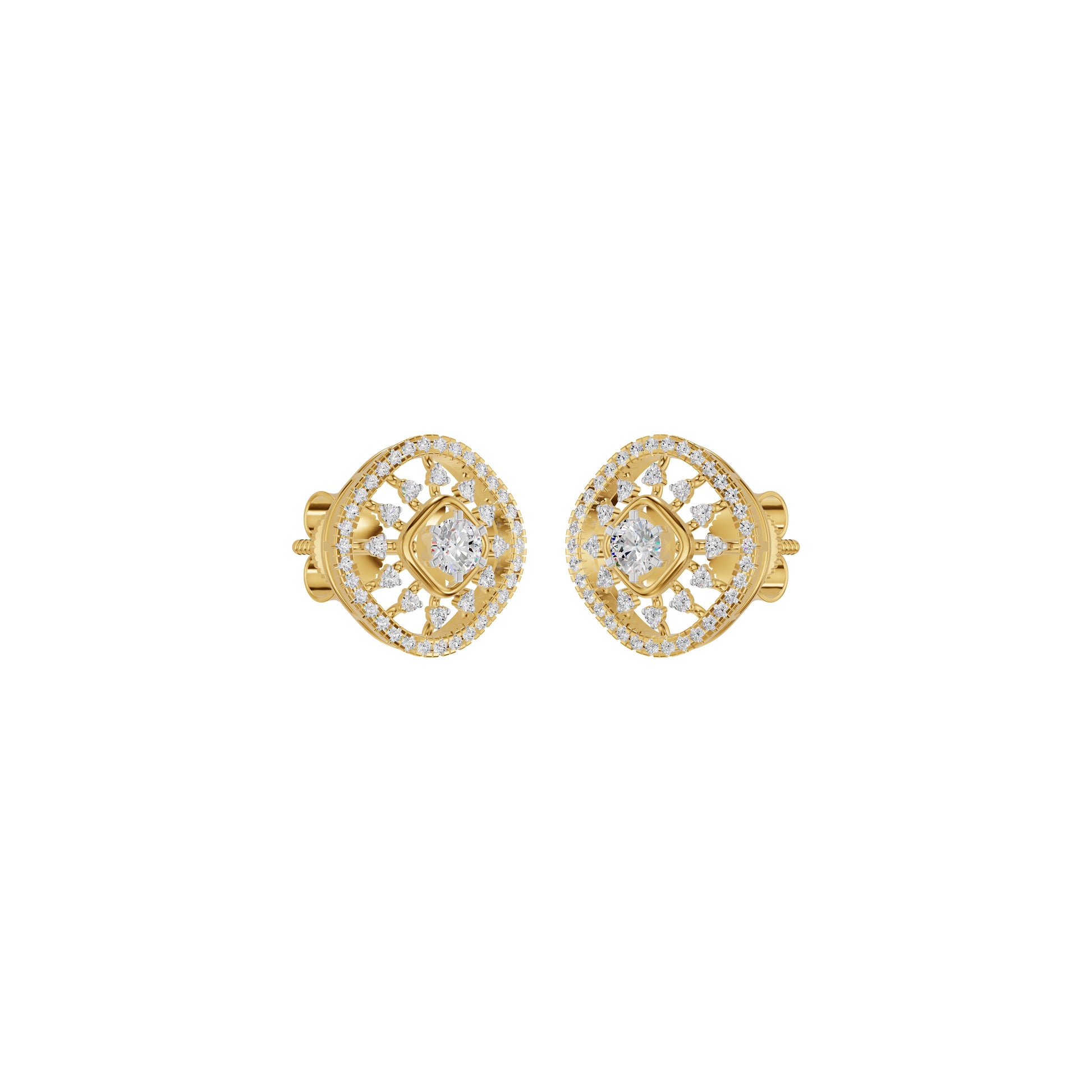 Sun Rays Diamond Earrings 18 KT / Yellow Gold