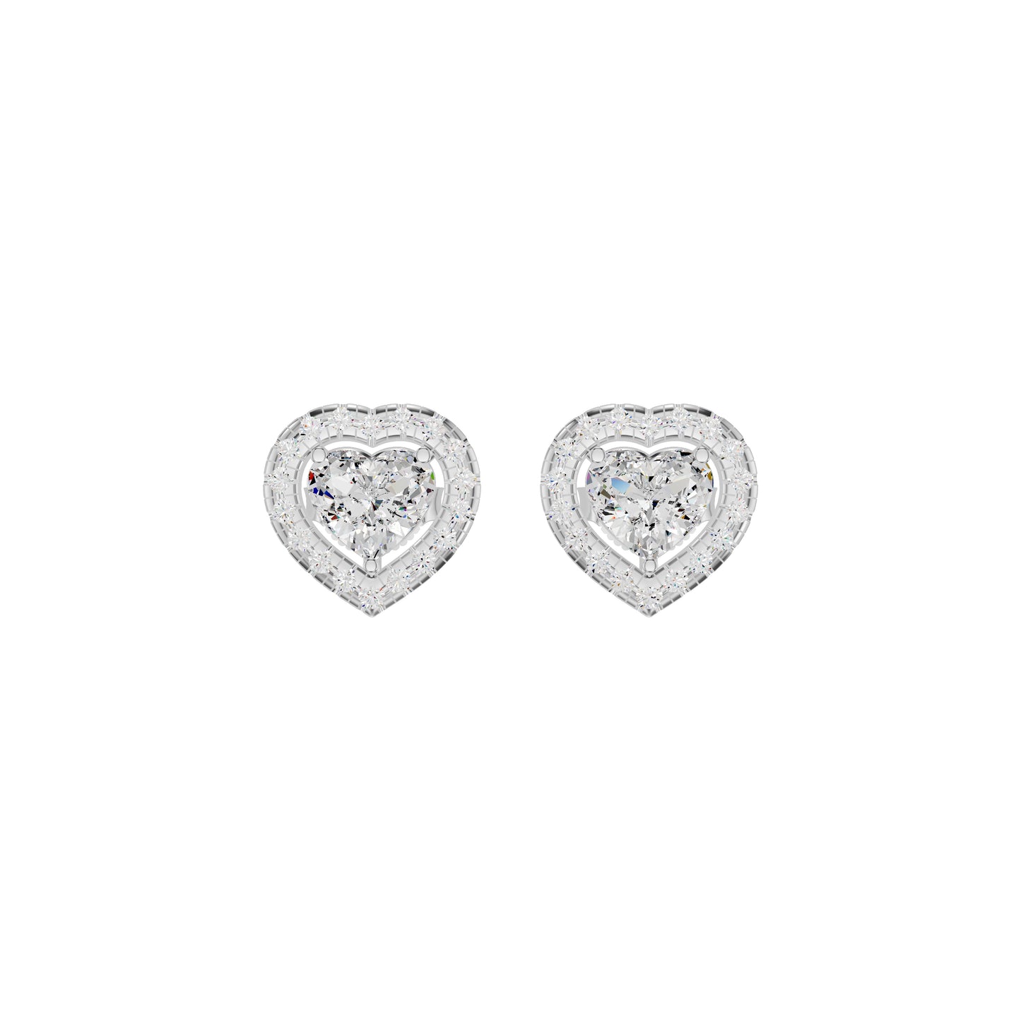 Sleek Heart Cut Halo Diamond Earrings 18 KT / White Gold