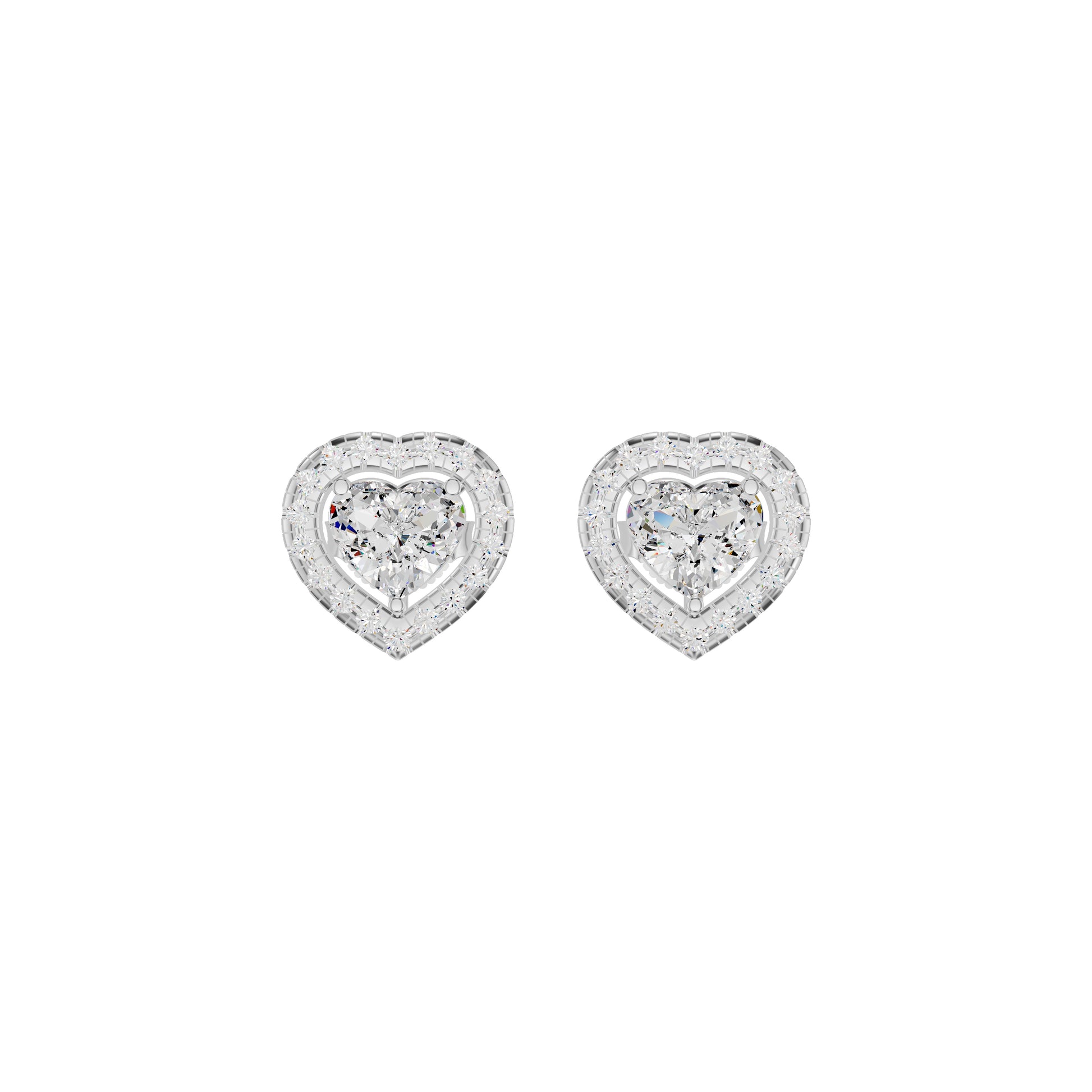 Sleek Heart Cut Halo Diamond Earrings 18 KT / White Gold