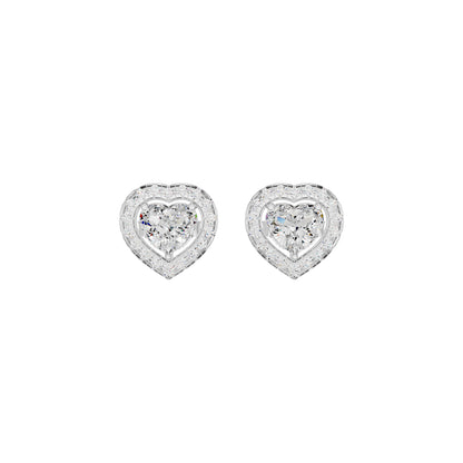 Sleek Heart Cut Halo Diamond Earrings 18 KT / White Gold