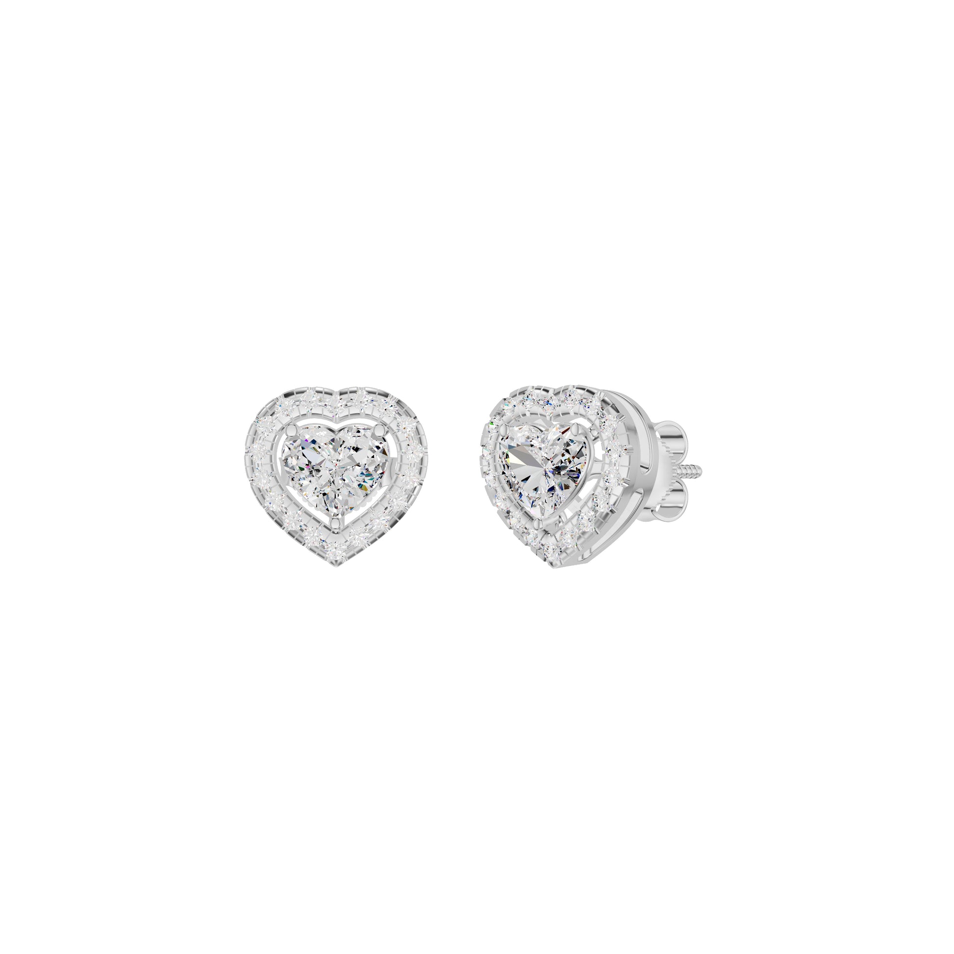 Sleek Heart Cut Halo Diamond Earrings 18 KT / White Gold