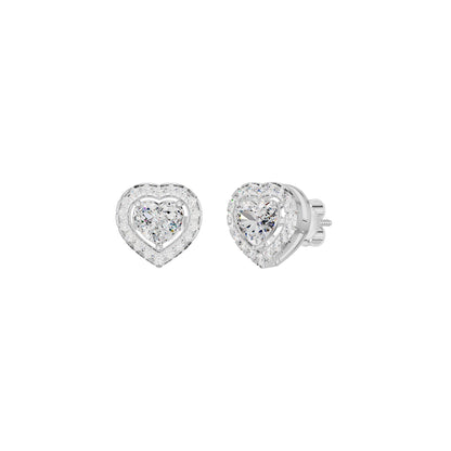 Sleek Heart Cut Halo Diamond Earrings 18 KT / White Gold