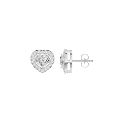 Sleek Heart Cut Halo Diamond Earrings 18 KT / White Gold