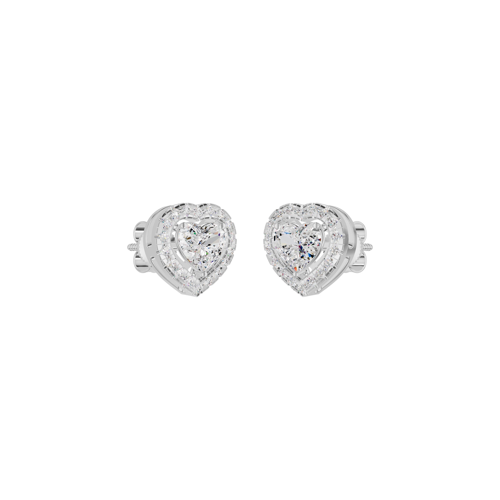 Sleek Heart Cut Halo Diamond Earrings 18 KT / White Gold