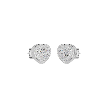 Sleek Heart Cut Halo Diamond Earrings 18 KT / White Gold