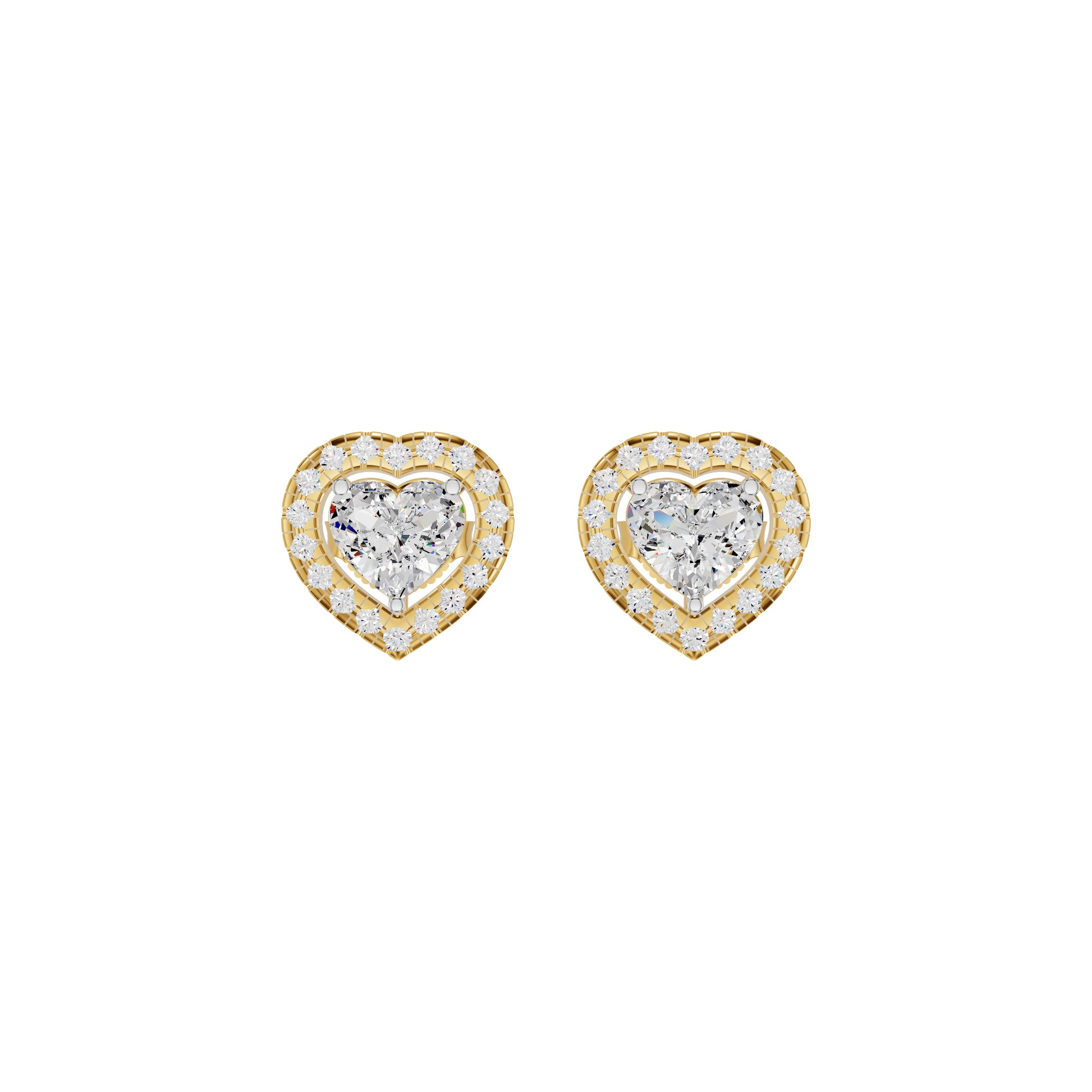 Sleek Heart Cut Halo Diamond Earrings 18 KT / Yellow Gold