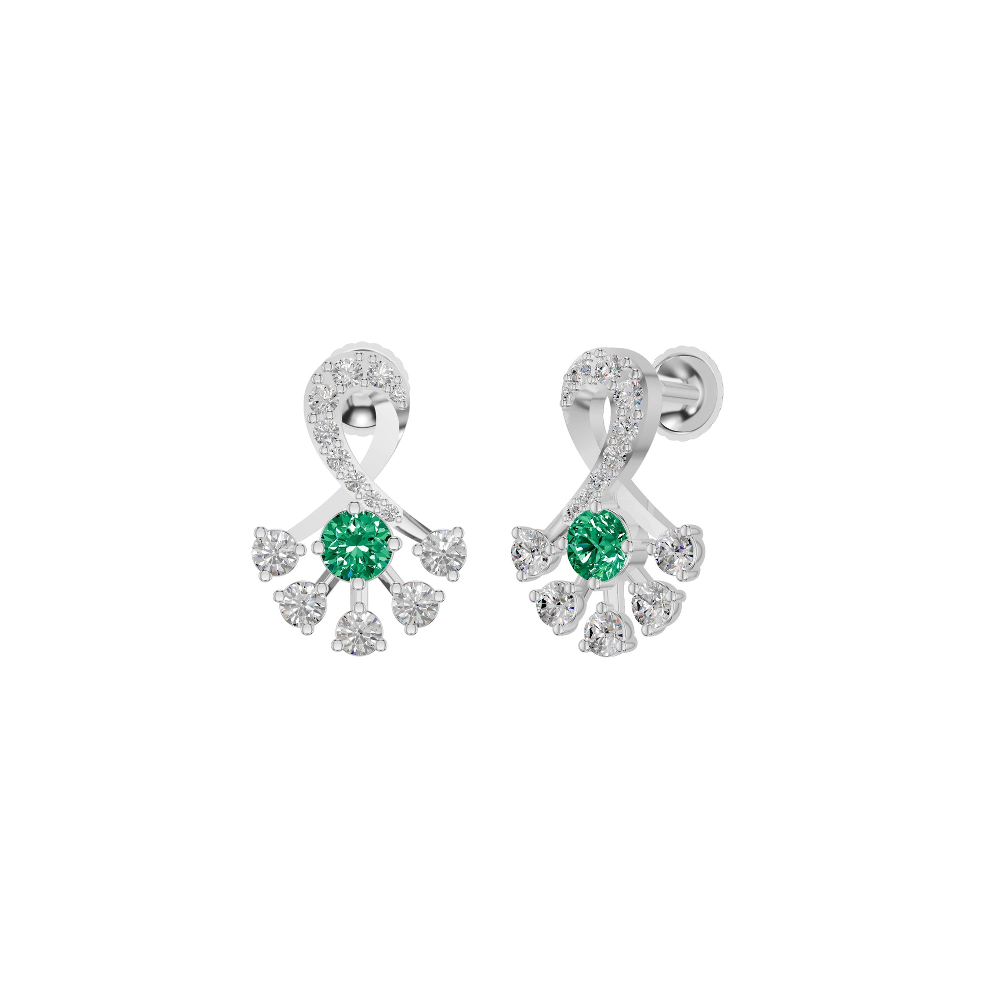 Sparkle Botanics Diamond Earrings 18 KT / White Gold