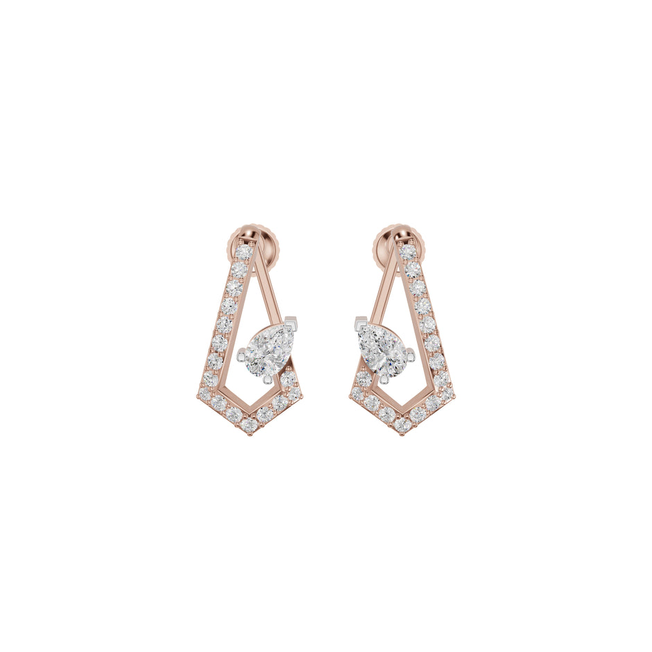 Triangular Pave Diamond Stud Earrings 18 KT / Rose Gold