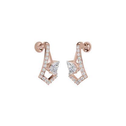 Triangular Pave Diamond Stud Earrings 18 KT / Rose Gold