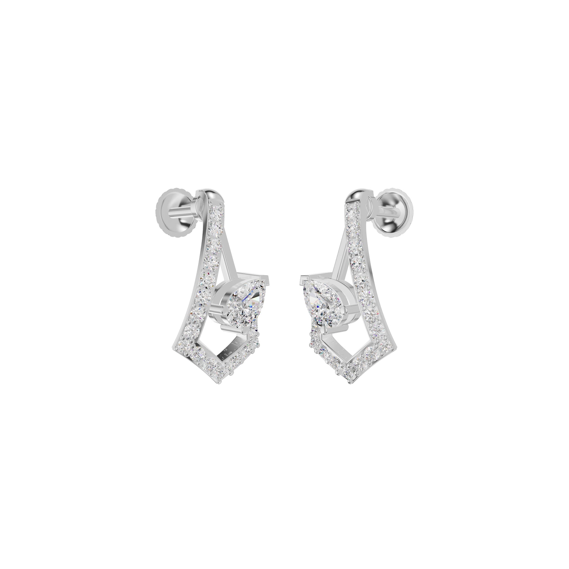 Triangular Pave Diamond Stud Earrings 18 KT / White Gold