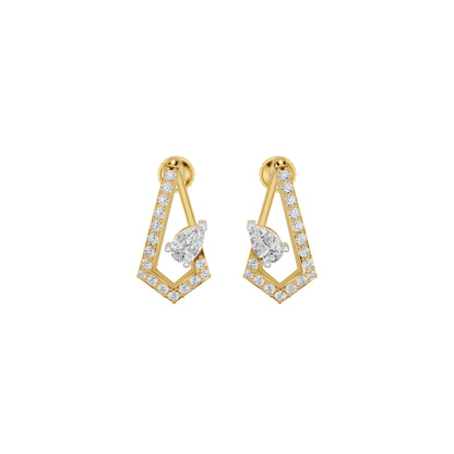 Triangular Pave Diamond Stud Earrings 18 KT / Yellow Gold