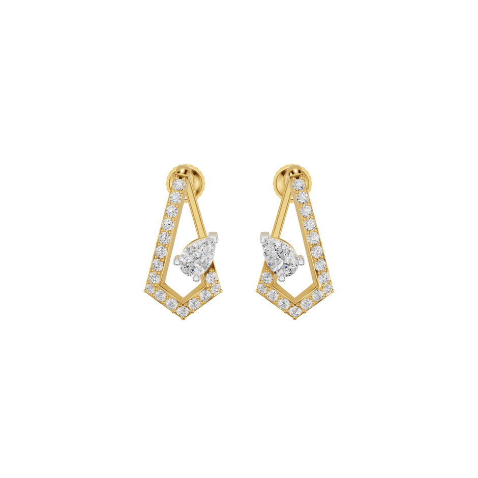 Triangular Pave Diamond Stud Earrings 18 KT / Yellow Gold