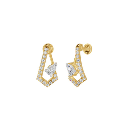 Triangular Pave Diamond Stud Earrings 18 KT / Yellow Gold