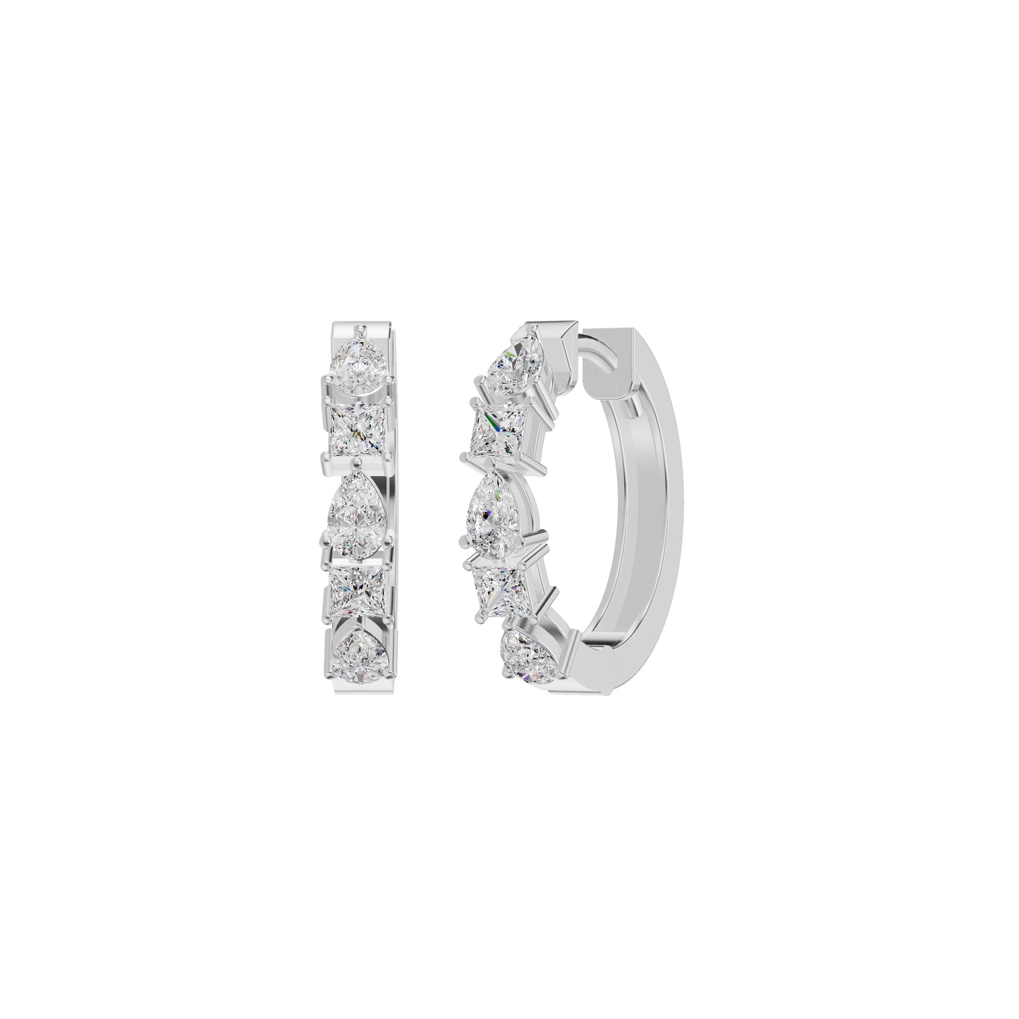 Lumi Stack Diamond Bali Earrings 18 KT / White Gold