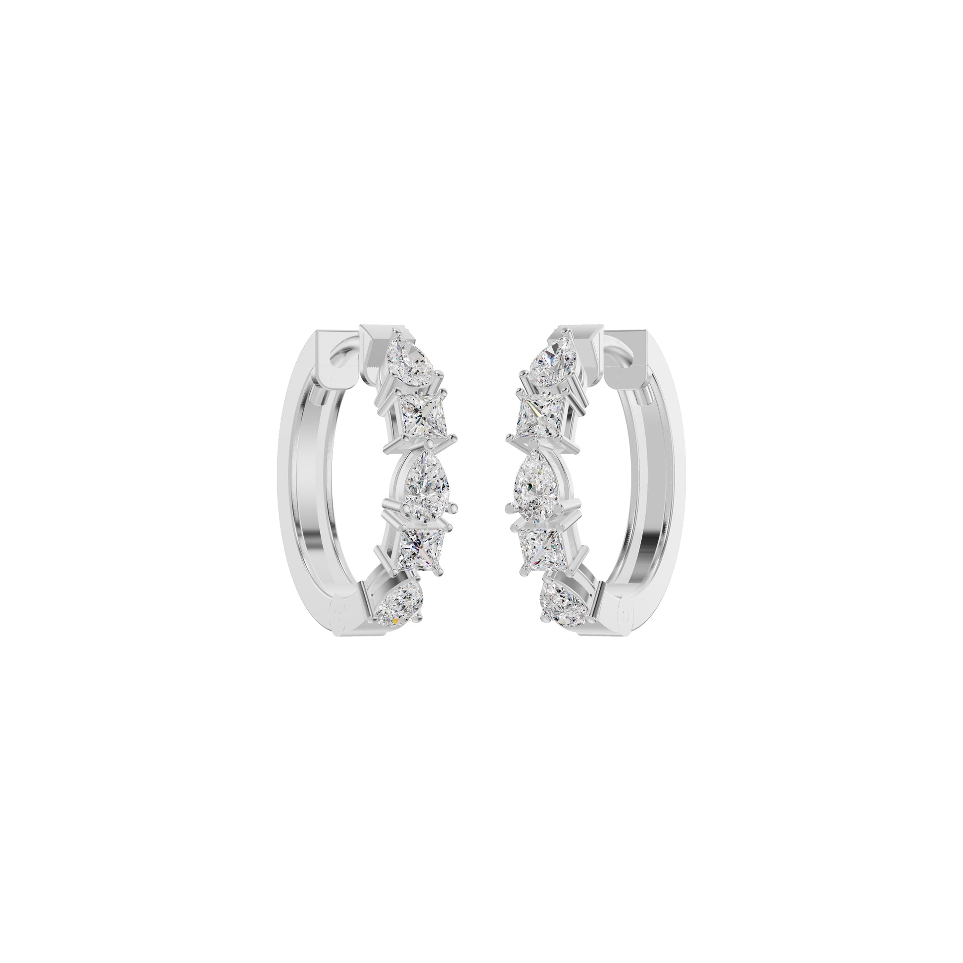 Lumi Stack Diamond Bali Earrings 18 KT / White Gold