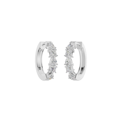Lumi Stack Diamond Bali Earrings 18 KT / White Gold
