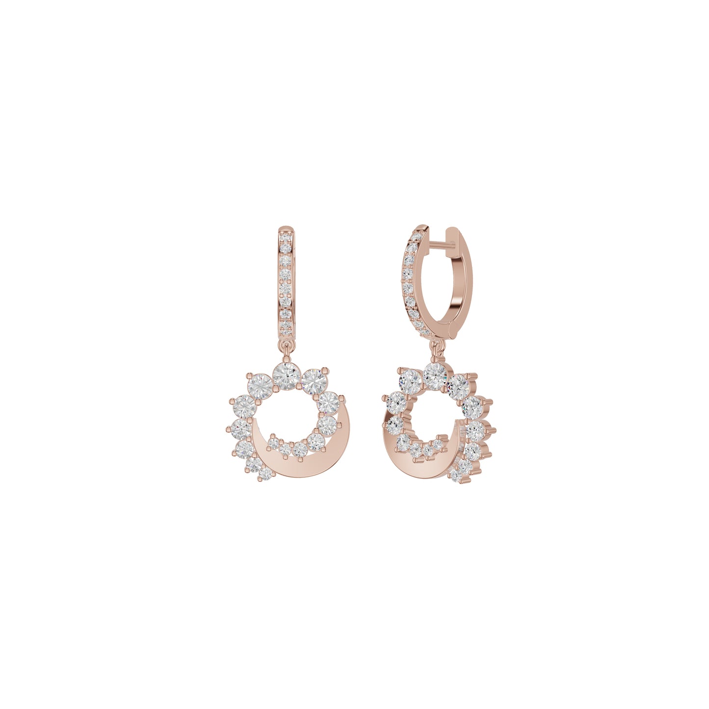 Curve Current Diamond Drop Earrings 18 KT / Rose Gold