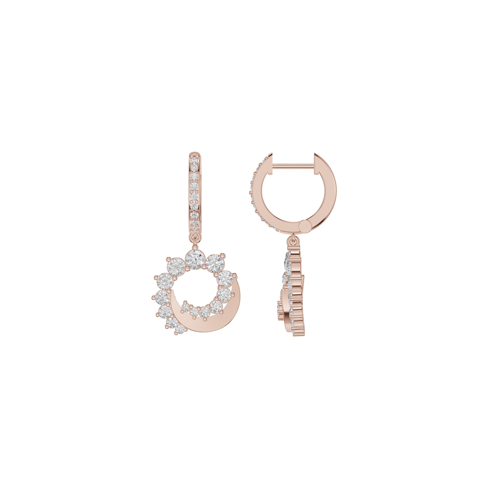 Curve Current Diamond Drop Earrings 18 KT / Rose Gold
