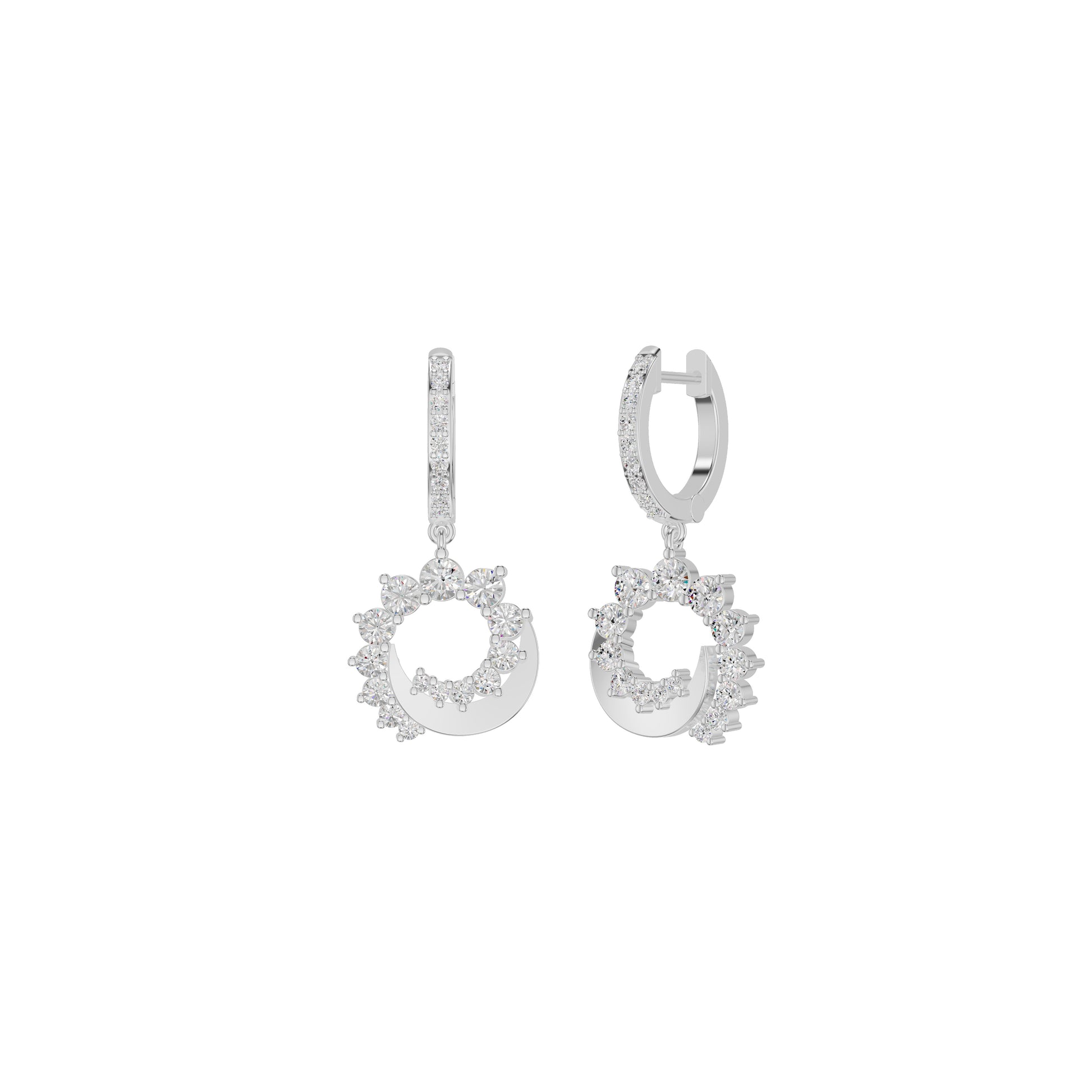 Curve Current Diamond Drop Earrings 18 KT / White Gold
