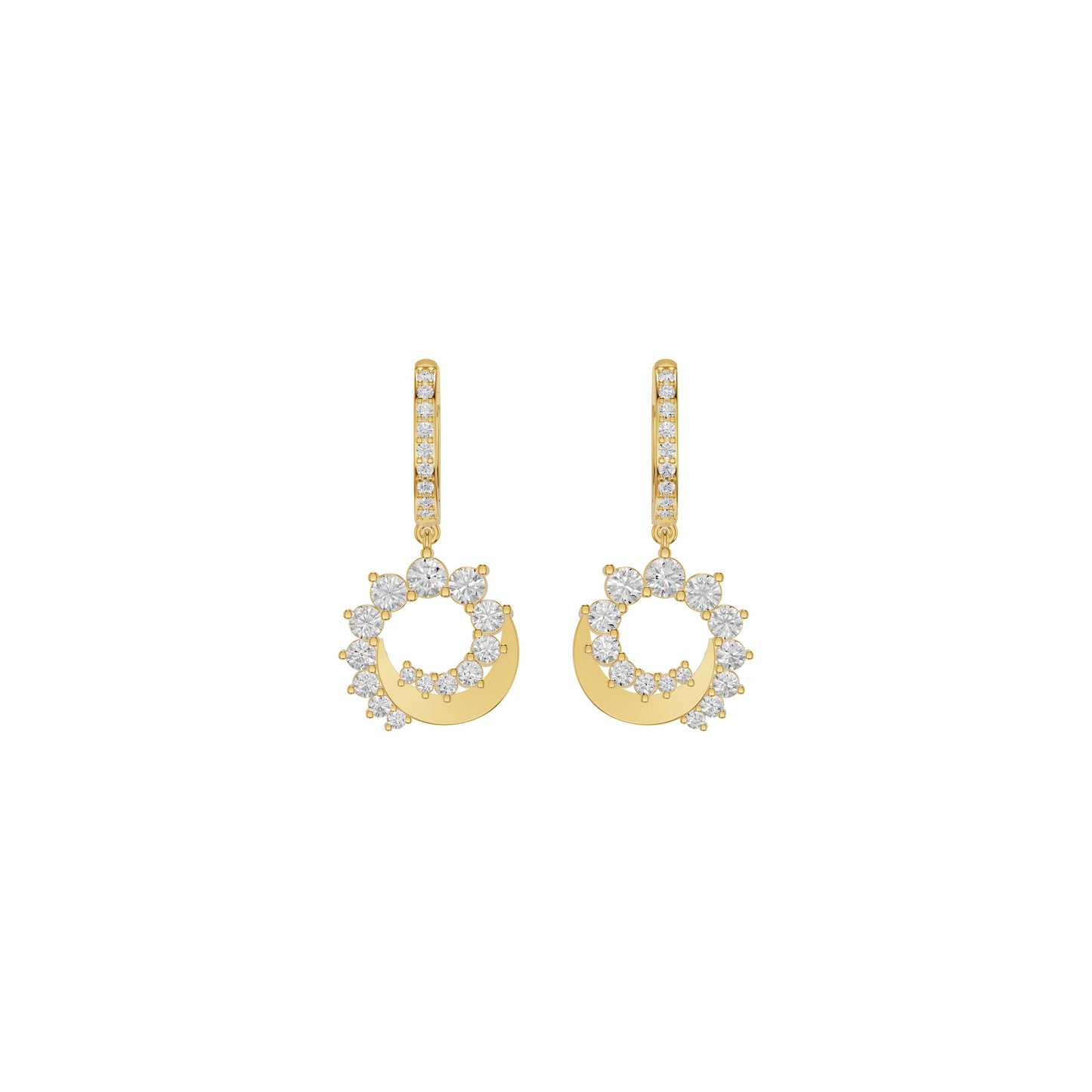 Curve Current Diamond Drop Earrings 18 KT / Yellow Gold
