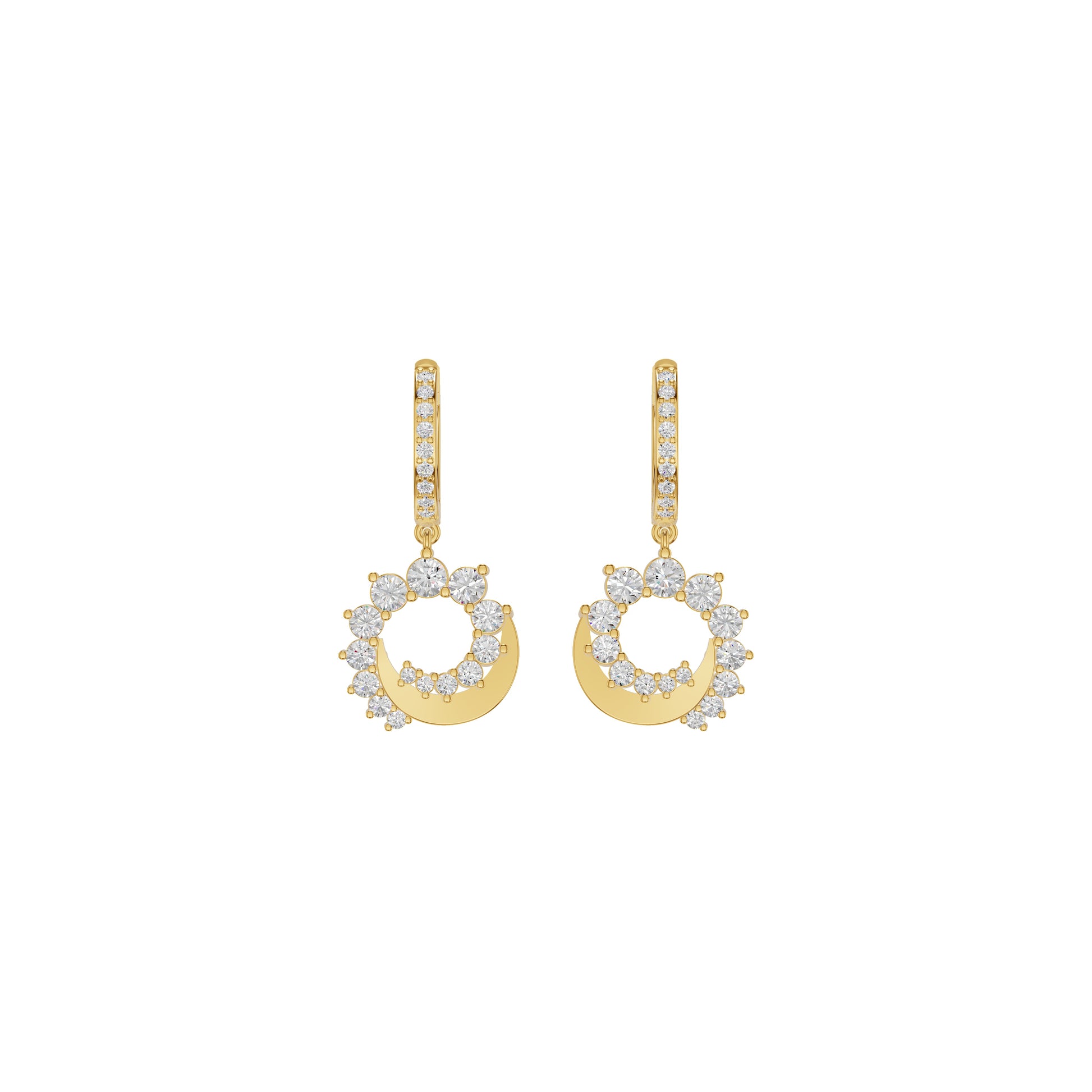 Curve Current Diamond Drop Earrings 18 KT / Yellow Gold
