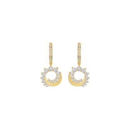 Curve Current Diamond Drop Earrings 18 KT / Yellow Gold