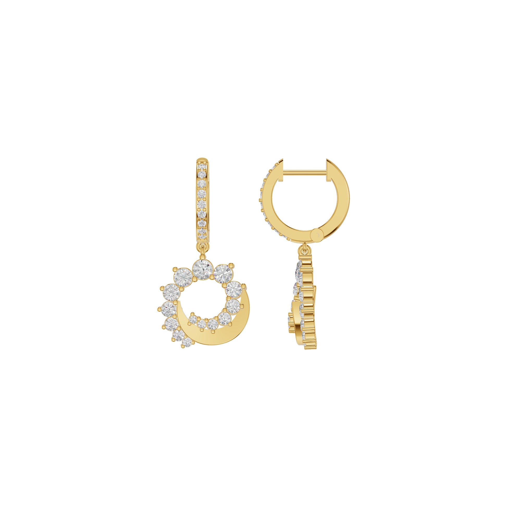 Curve Current Diamond Drop Earrings 18 KT / Yellow Gold