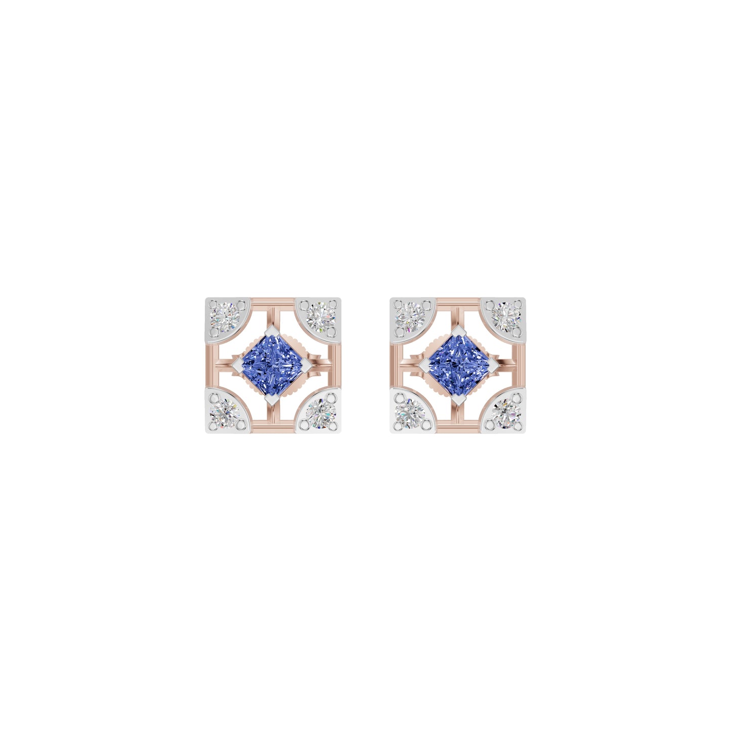 Turkish Blue Diamond Earrings 18 KT / Rose Gold