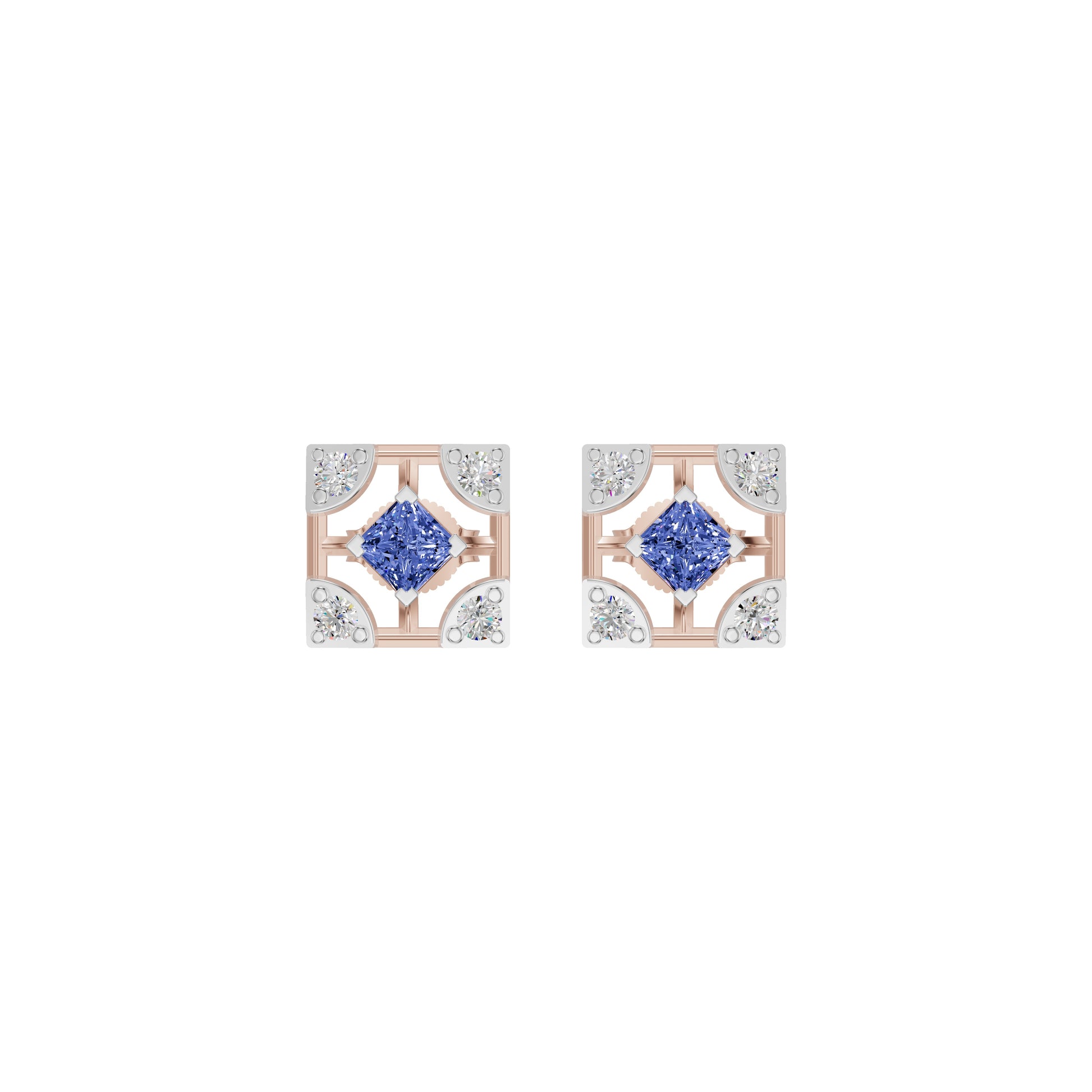Turkish Blue Diamond Earrings 18 KT / Rose Gold