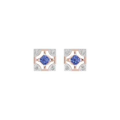 Turkish Blue Diamond Earrings 18 KT / Rose Gold
