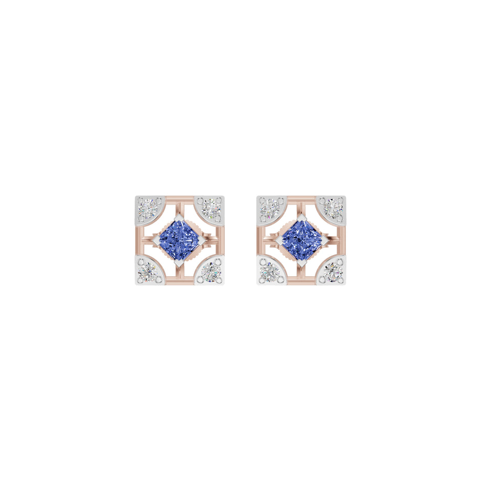 Turkish Blue Diamond Earrings 18 KT / Rose Gold
