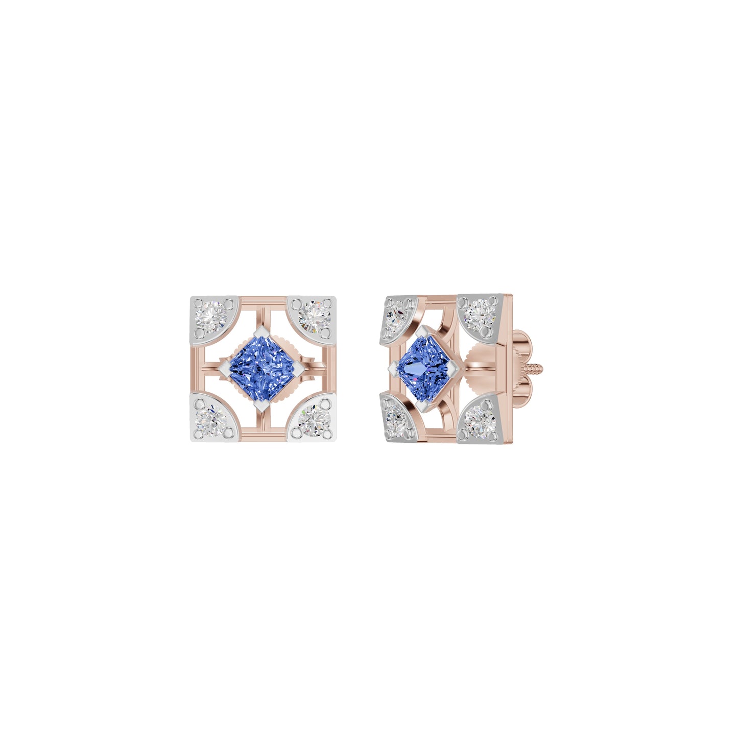 Turkish Blue Diamond Earrings 18 KT / Rose Gold