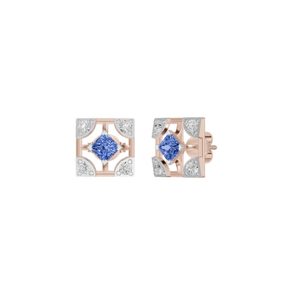 Turkish Blue Diamond Earrings 18 KT / Rose Gold