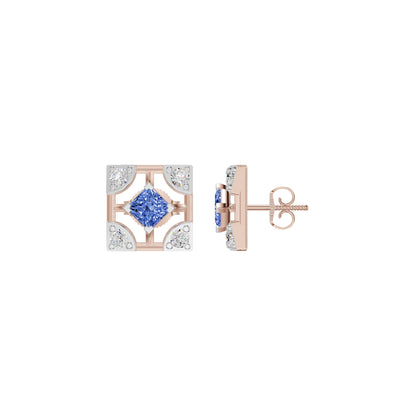 Turkish Blue Diamond Earrings 18 KT / Rose Gold
