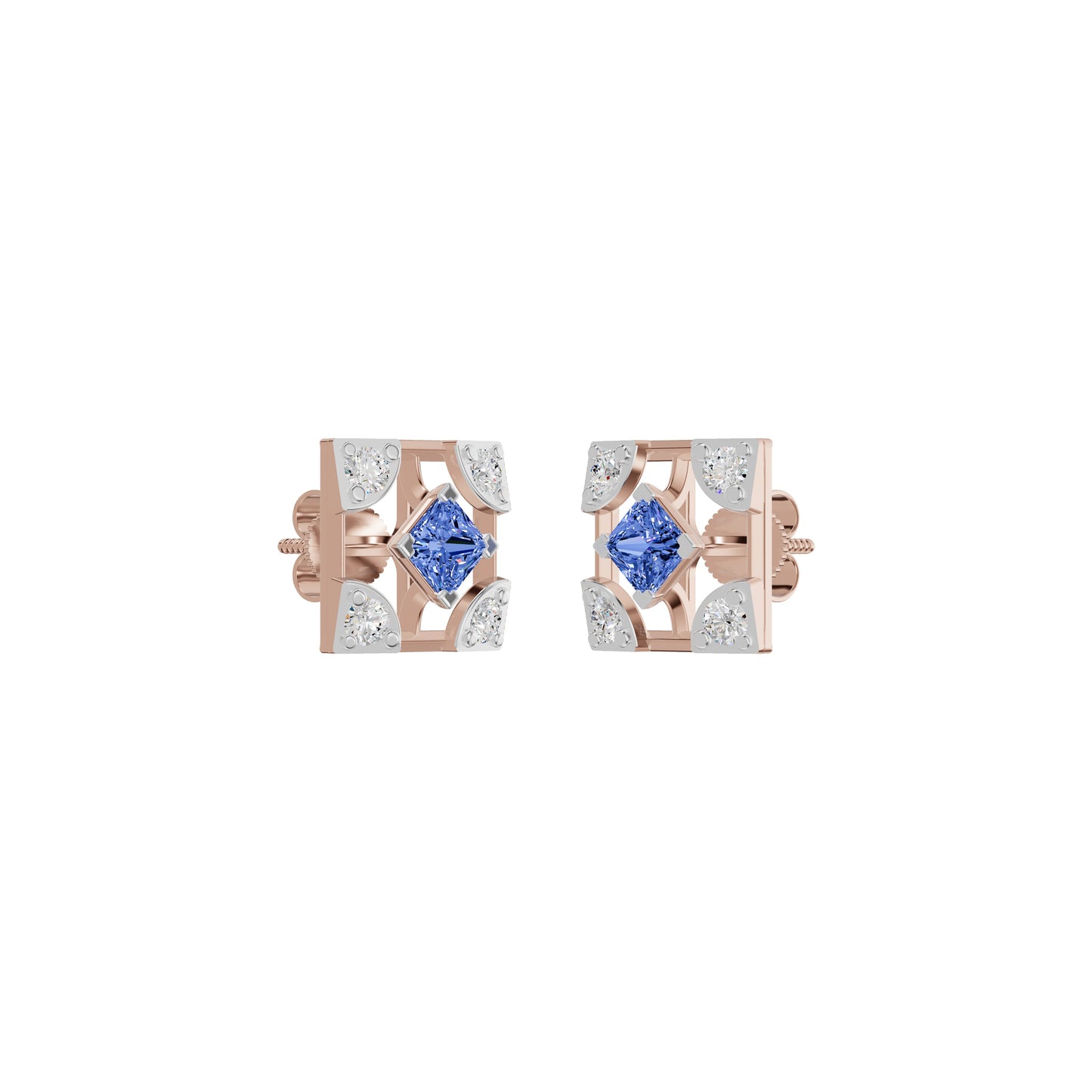 Turkish Blue Diamond Earrings 18 KT / Rose Gold