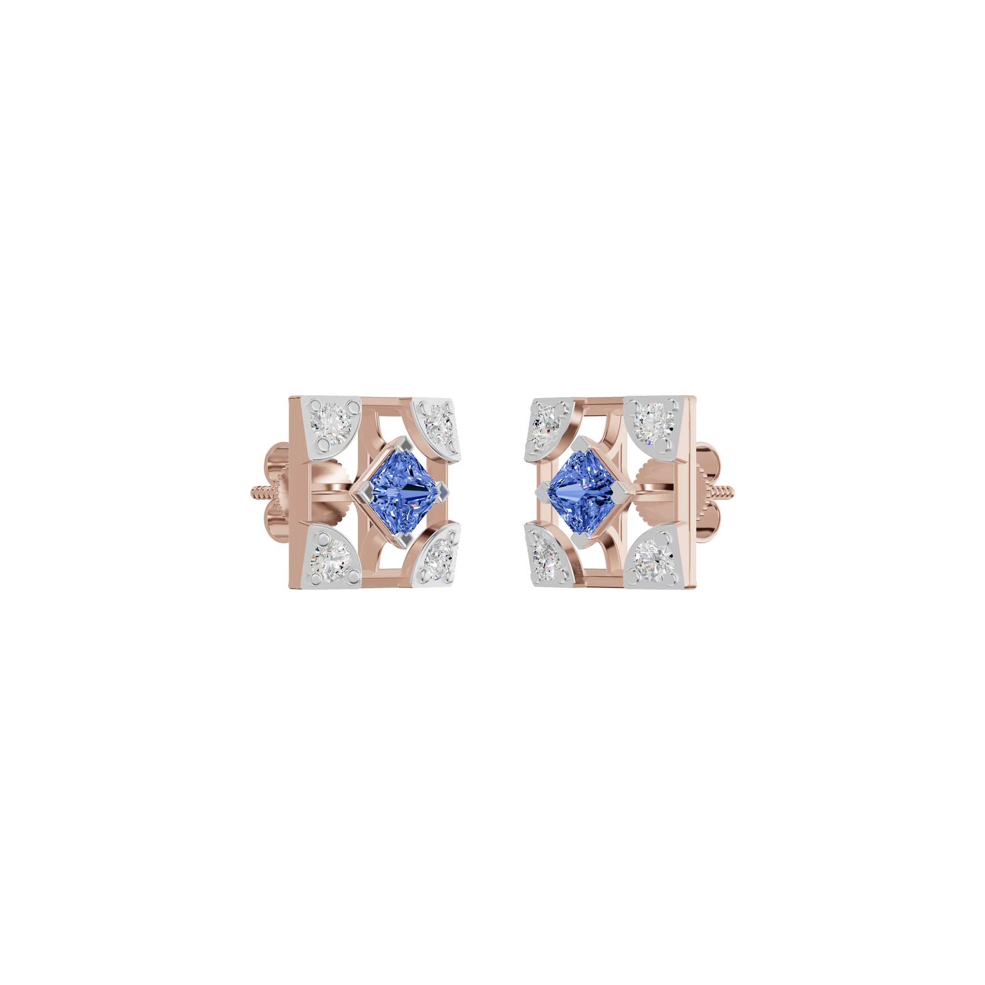 Turkish Blue Diamond Earrings 18 KT / Rose Gold
