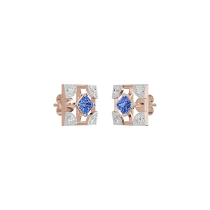 Turkish Blue Diamond Earrings 18 KT / Rose Gold