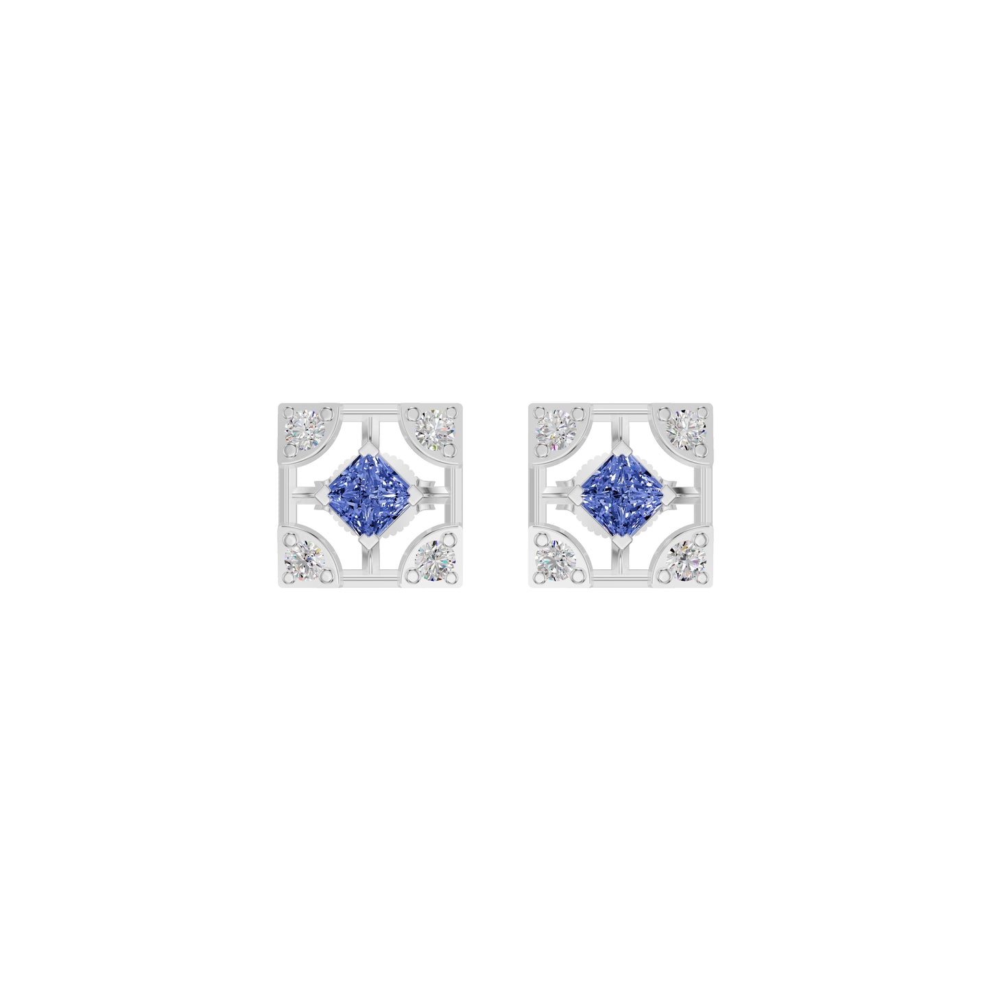 Turkish Blue Diamond Earrings 18 KT / White Gold