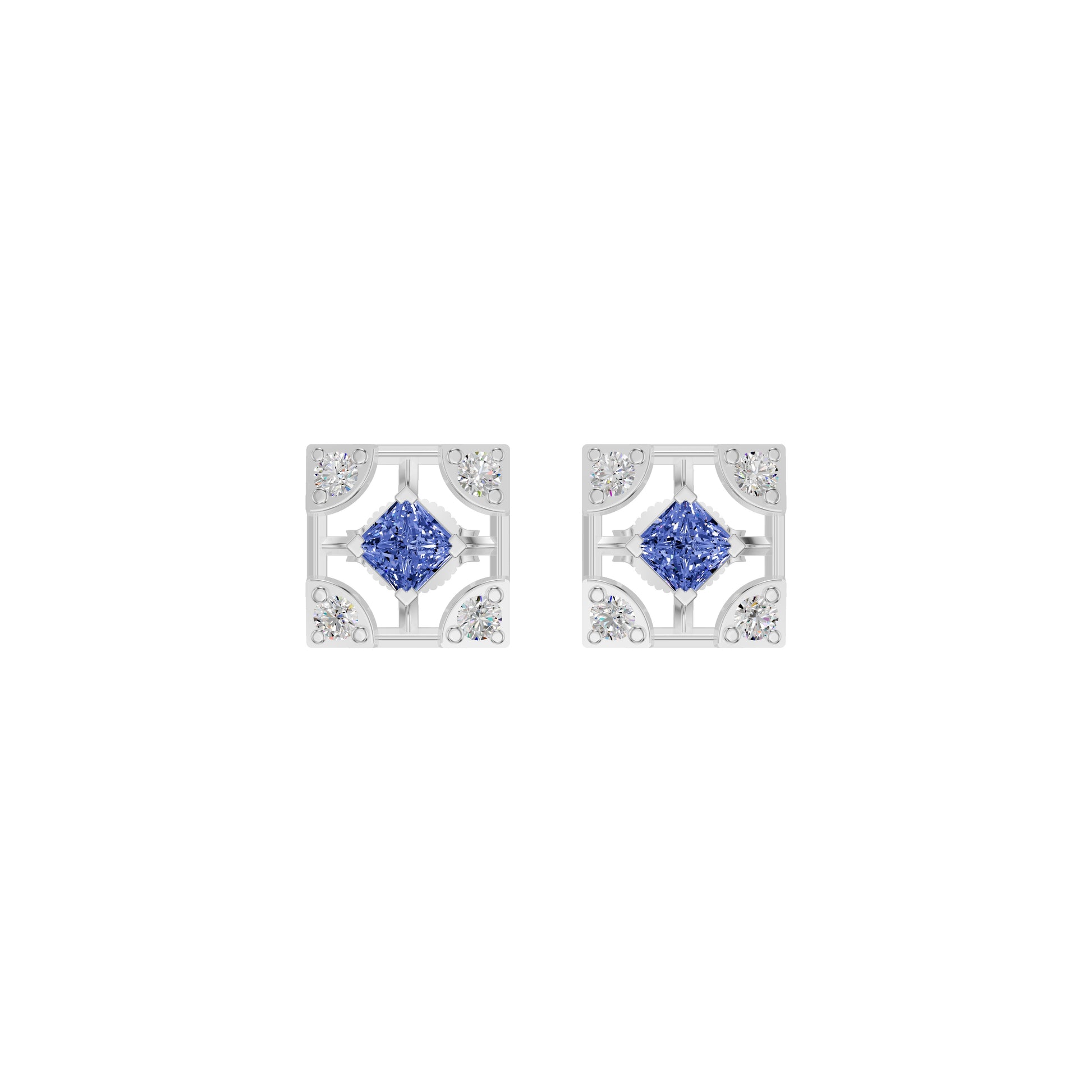 Turkish Blue Diamond Earrings 18 KT / White Gold