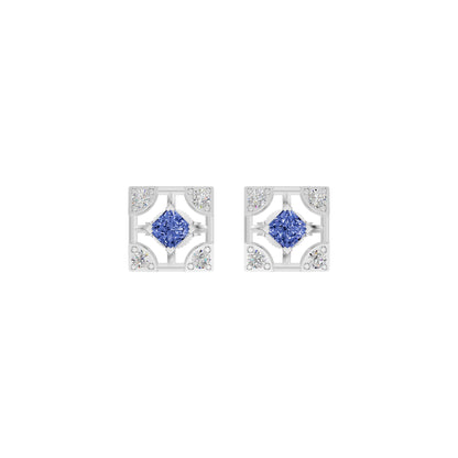 Turkish Blue Diamond Earrings 18 KT / White Gold