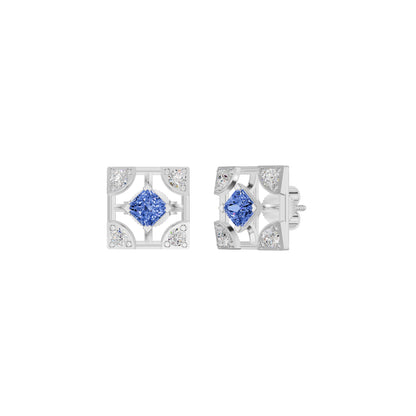 Turkish Blue Diamond Earrings 18 KT / White Gold