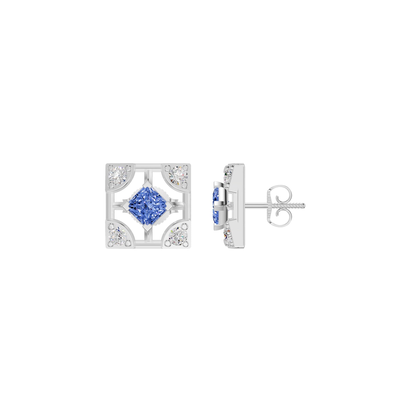 Turkish Blue Diamond Earrings 18 KT / White Gold