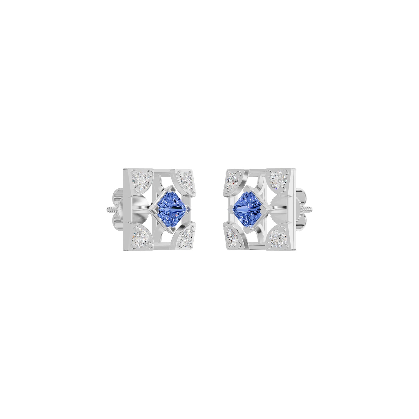 Turkish Blue Diamond Earrings 18 KT / White Gold