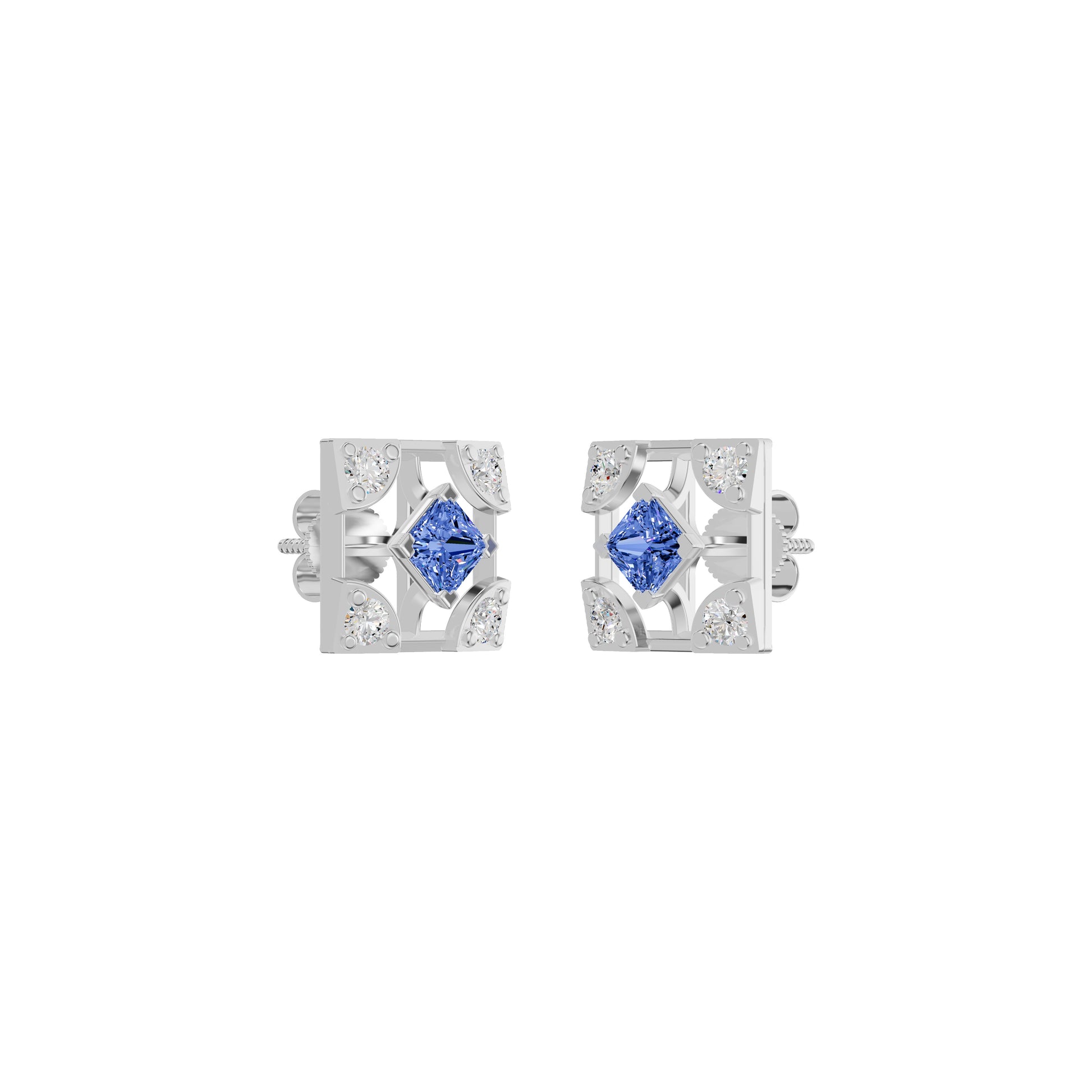 Turkish Blue Diamond Earrings 18 KT / White Gold