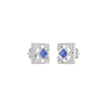 Turkish Blue Diamond Earrings 18 KT / White Gold