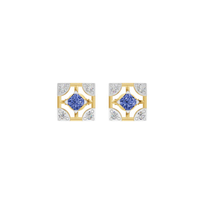 Turkish Blue Diamond Earrings 18 KT / Yellow Gold