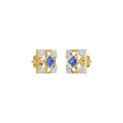 Turkish Blue Diamond Earrings 18 KT / Yellow Gold