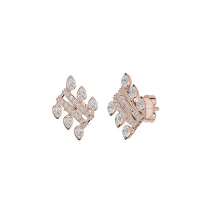 Floral Grid Diamond Stud Earrings