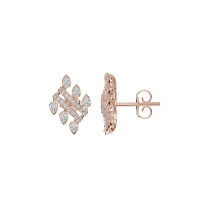 Floral Grid Diamond Stud Earrings